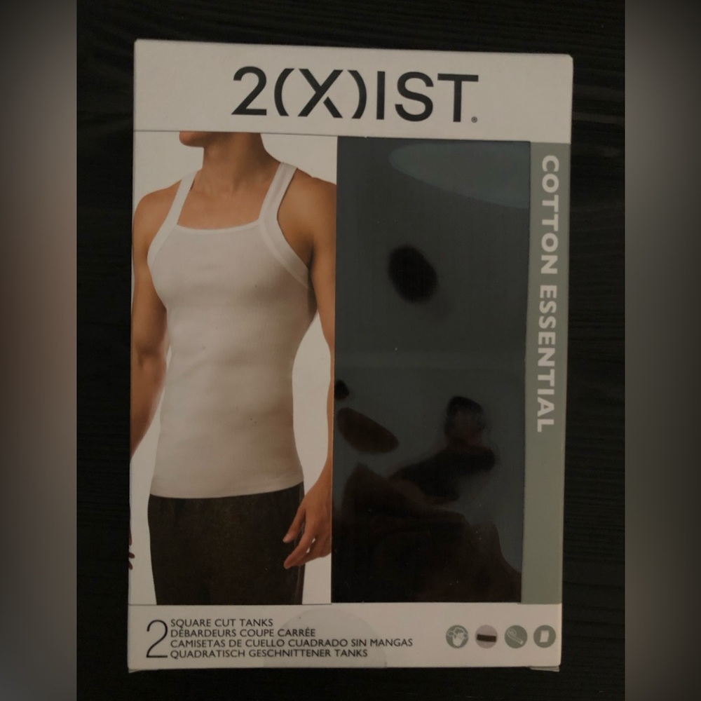 2(x)ist ribbed square neck tank tops 2 pack in black